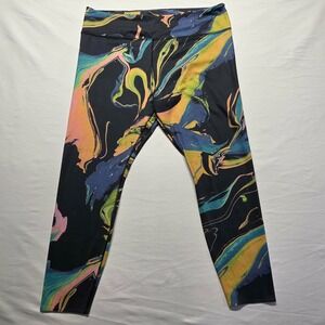 Nike Leggings Womens Size XXL One Luxe Aurora 7/8 Training Marbled Pockets